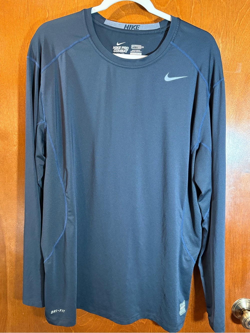 Nike Pro Dri-Fit Combat Black Athletic Tee with Silver Logo